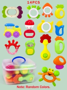14/5/6 piezas Juguetes de sonajero para bebé (6-12 meses), Juguetes de dentición sensoriales para bebé (8 meses), Juguetes de dentición para recién nacidos (0-3 meses), Mordedor para bebé (0-6 meses), Juguetes de desarrollo y aprendizaje para bebé (8-9-10 meses), Juego de regalo para bebé niño y niña (color aleatorio) - Multicolor - Ver 7