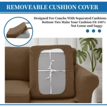 Local Delivery- 2025 New 2 Pieces Chair Covers With Arms Super Stretch Chair Slipcover For Living Room Pet Dog Universal Slip Cover Anti Slip Armchair Furniture Protector (Light Gray), 31"-46"(1 Cushion) - 卡其色 - 查看 3