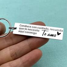 1 pieza Llavero de acero inoxidable con cita inspiradora, texto grabado clásico, forma redonda con clip de anillo, regalo ideal para novio/esposo en Navidad
