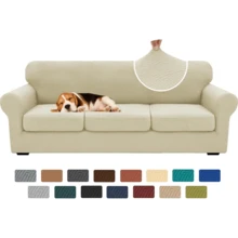 Local Delivery- 2025 New 2 Pieces Chair Covers With Arms Super Stretch Chair Slipcover For Living Room Pet Dog Universal Slip Cover Anti Slip Armchair Furniture Protector (Light Gray), 31"-46"(1 Cushion) - Blackish Green - 查看 4