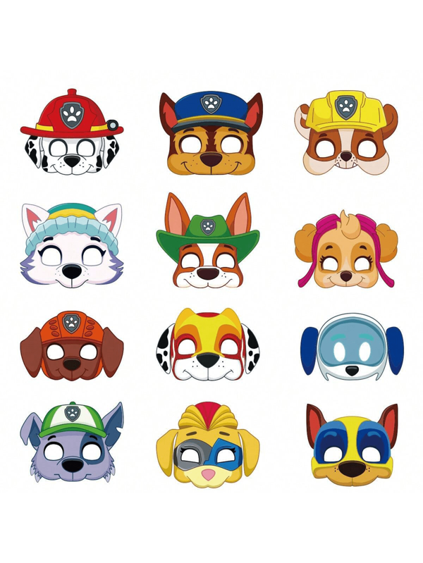 Paw Patrol 12/24 Stücke neue Paw Patrol Themen Party Halbmasken Tanzparty DIY Hund-förmige Papiermasken, perfekte Party Dekoration, kleine Geschenke