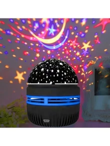 1 件 USB 星系旋转投影仪灯，LED 波浪投影仪灯，7 种颜色变化，卧室夜灯投影仪，适用于卧室、客厅、家庭影院、天花板、派对、舞厅氛围，USB 供电和遥控 - 水波紋燈效 - 查看 12
