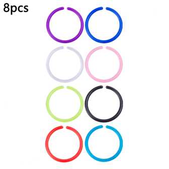 8-16 件柔性彩色亚克力圆形鼻环、鼻中隔环、软骨耳环、男女通用穿孔首饰