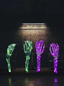 1PC Halloween Skeleton Hand Ground Insert Light A Pair Solar Powered Battery Box Powered LED Lighting 40 Super Bright Beads Suitable Height Outdoor Decoration Lawn Layout Multi Color Lighting Green Purple Yellow Etc Terror Atmosphere Creation Festival Decoration Courtyard Decor Waterproof Design Creative Shape Night Lighting Party Arrangement Halloween Decor Light Home Decor Party Decor Halloween Decoration Room Deocr Halloween Garden Decor For Gift Fairy