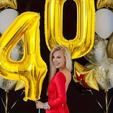 1 Peça Balões com Números de 0 a 9, Balões Números de 32 polegadas, Balões de Aniversário com Alfabeto de 0 a 9, Balões de Hélio para Suprimentos de Festa, Tamanho Grande, Números Dourados para Chá de Panela ou Despedida de Solteira
