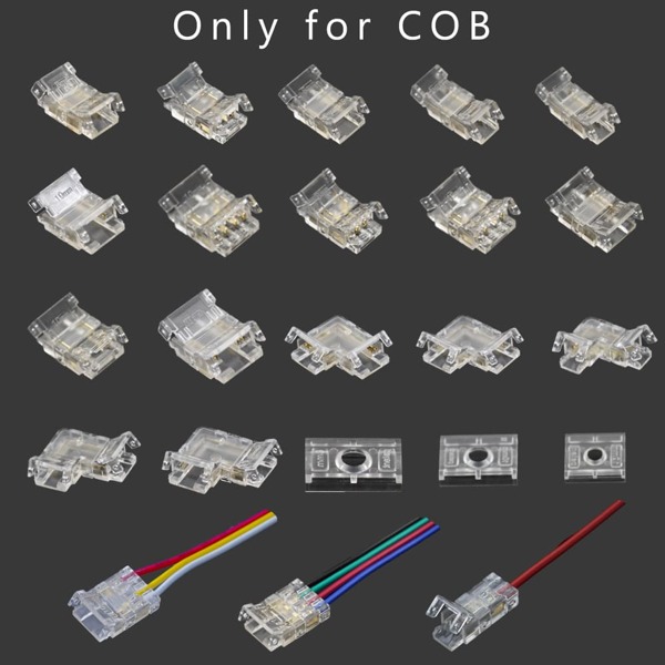 10pcs COB LED Wire Connector Connection Solderless Mini Buckle FCOB RGB CCT LED Strip Lights 2 3 4 Pin No Dark Area Connector