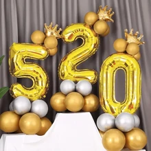 1 Peça Balões com Números de 0 a 9, Balões Números de 32 polegadas, Balões de Aniversário com Alfabeto de 0 a 9, Balões de Hélio para Suprimentos de Festa, Tamanho Grande, Números Dourados para Chá de Panela ou Despedida de Solteira