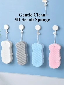 1/2/4 Stück Badeschwamm mit 3D-Struktur, sanfter Peelingschwamm, hautfreundlicher und wiederverwendbarer Badezimmerschwamm für den Sommer, effektive Reinigung und Peeling ohne Hautreizungen, geeignet für Dusche und Spa, sanfte Reinigung für alle Hauttypen, ideal als Badezimmerdekoration zu Hause und für den Familiengebrauch