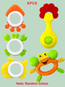 14/5/6 piezas Juguetes de sonajero para bebé (6-12 meses), Juguetes de dentición sensoriales para bebé (8 meses), Juguetes de dentición para recién nacidos (0-3 meses), Mordedor para bebé (0-6 meses), Juguetes de desarrollo y aprendizaje para bebé (8-9-10 meses), Juego de regalo para bebé niño y niña (color aleatorio) - Multicolor - Ver 5