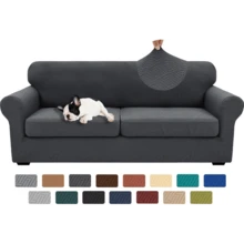 Local Delivery- 2025 New 2 Pieces Chair Covers With Arms Super Stretch Chair Slipcover For Living Room Pet Dog Universal Slip Cover Anti Slip Armchair Furniture Protector (Light Gray), 31"-46"(1 Cushion) - 米色 - 查看 4