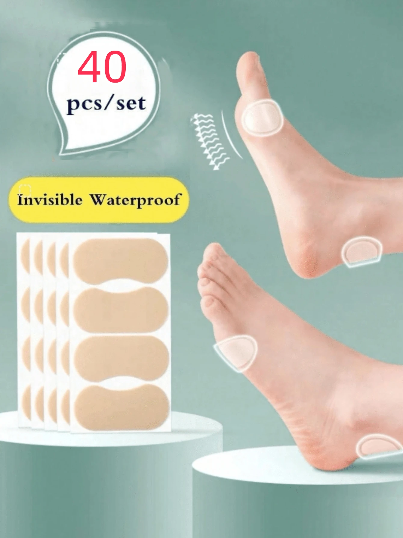 70 片防摩擦鞋跟贴垫，隐形粘合剂保护高跟鞋和皮鞋的脚趾、脚跟和脚踝 - 卡其色 - 查看 1