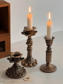 Candle Holder/French Nostalgic Floral Candle Holder Antique Bronze/Furniture Ornaments/Retro Ornament Candle Holder, Perfect For Wedding Art Decoration, Mother's Day Gift - Multicolor - View 4