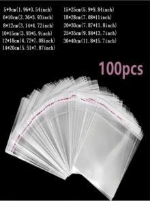 100个OPP透明防尘自粘塑料袋，10多种尺寸可选，适用于包装小配件、烘焙食品、钥匙扣、吊坠、卡片、节日礼物，也可作为透明收纳袋和包装袋使用。 - 無色 - 查看 1