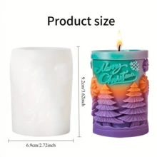 硅胶蜡烛模具，圣诞松林圆柱蜡烛模具，适用于香薰蜡烛、家居装饰石膏摆件和手工蜡像