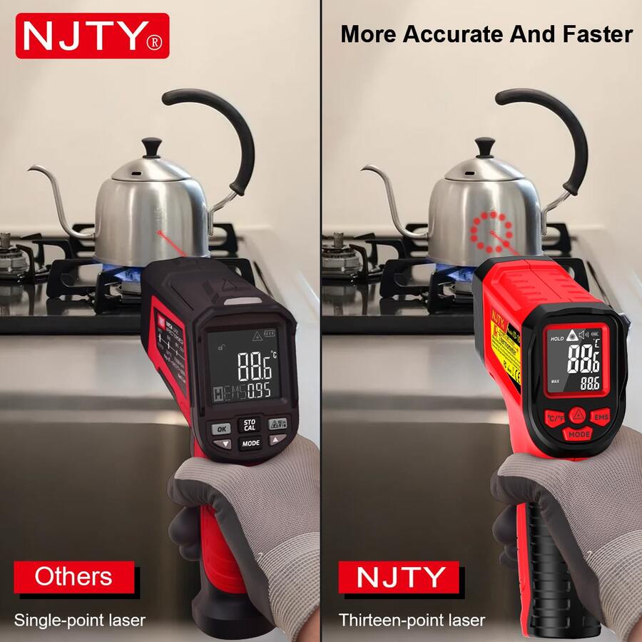 NJTY [温度枪] 手持式红外测温枪 - 多点红外瞄准，非接触式数字温度读取器，非常适合烹饪和披萨烤箱以及工业温度测量工具