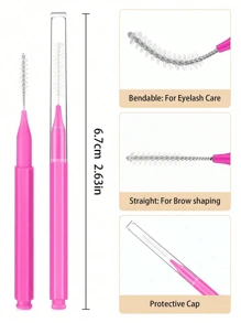 100pcs Micro Eyebrow Brush With Cap Brow Lamination Brush Spoolies For Eyebrow Eyelash Brow Brush Lash Filler Eyebrow Lash Lift And Tint Tools For Brows And Lashes Comb Extensions