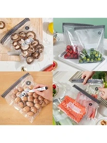 20 个/套可重复使用的真空食品储存袋，包括 1 个用于密封的真空泵、密封夹、厚真空保鲜袋、包装袋、真空泵密封袋、家用食品袋压缩袋、包装熟食袋。非常适合保存水果和熟食，这些袋子是整理厨房和在冰箱中储存食物的完美选择。 - 彩色 - 查看 6