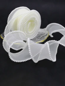 1/2pcs Fishtail Pearl Packaging Ribbon, Pearl Trim Floral Ribbon Bow Hairclip, DIY Wavy Ribbon, Gift Wrapping Ribbon, Decorative Ribbon For Hair Clips, Bows, Weddings, Valentine's Day, Mother's Day, New Year, Birthdays, Headbands, Flower, Gift - Multicolor - View 9