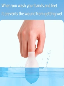1/2 Waterproof Finger Injury Protection Covers, Suitable For Thumb, Toe, Nail Fungus Treatment, Bathing Finger Covers, Used For Wound Care And Skin Infections, Shower Toe Covers, Transparent Blue Silicone Toe Covers, Suitable For Sports And Daily Use