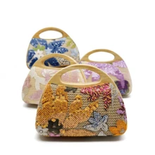 Women Straw Purse Evening Clutch Evening Bags For Party Wedding Cocktail Prom - 橘色 - 查看 2