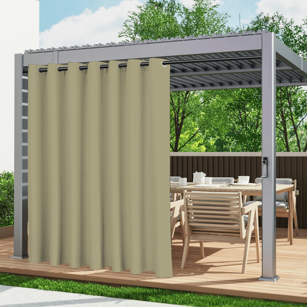 1 Piece Waterproof Outdoor Patio Curtain, Waterproof And Rustproof With Eyelet Top Privacy Outdoor Sunshade For Garden, Cabin, Pool