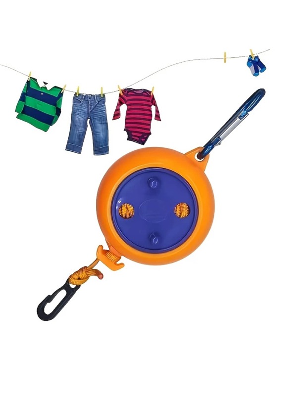 1 pieza Cuerda de tender ropa extendible de 10 metros, cuerda de secado de viaje - Cuerda de tender ropa de viaje portátil con asa, adecuada para pesca y camping al aire libre, cuerda de secado de ropa, artículos esenciales para camping, diseño divertido, plástico duradero, cuerda de tender ropa