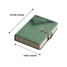 Extra Thick A5 Vintage Notebook With Magnetic Closure – Leatherette Cover, Dated English Pages & Bookmark – Professional Business Journal For Meetings, Office Notes, And College Use - Xanh nhạt Xám - Xem 3