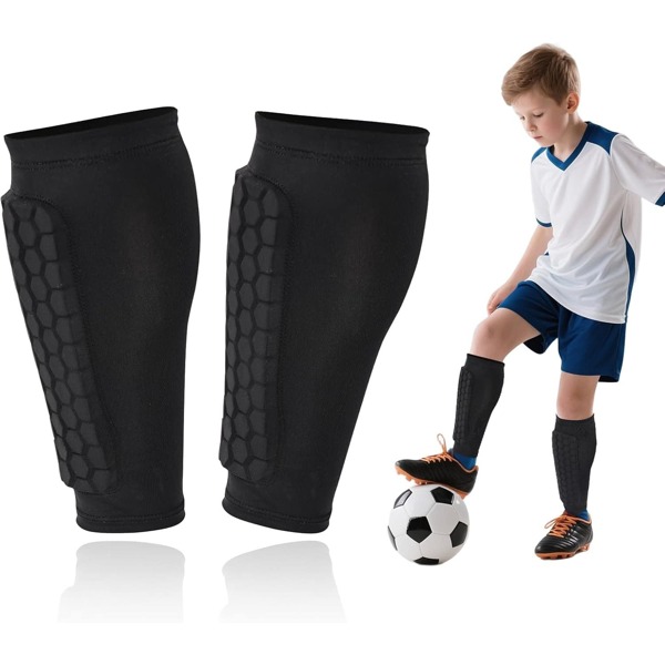 1 Paar Schienbeinschoner Kinder Fussball – Atmungsaktiv & rutschfest Schienbeinschoner Fußball Herren | Für heranwachsende Fußballspieler entwickelt S (Schwarz)