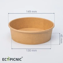 50 Stück verdickte Einweg-Schüsseln aus Kraftpapier, 500 ml, 16 oz, wasserdicht, Lunchbox, Suppenschüssel, Salatglas, geeignet für die Küche zu Hause, Restaurant zum Mitnehmen, Picknick, Küchenbedarf, Lebensmittelverpackungsmaterialien, runde Verpackungsbox
