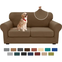 Local Delivery- 2025 New 2 Pieces Chair Covers With Arms Super Stretch Chair Slipcover For Living Room Pet Dog Universal Slip Cover Anti Slip Armchair Furniture Protector (Light Gray), 31"-46"(1 Cushion) - Peacock Blue - 查看 10