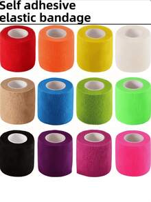 6 Peças Tiras Elásticas Autoadesivas Brancas, Bandas Elásticas Autoadesivas de Tecido Não Tecido Respirável e Flexível, Adequadas para Proteção em Esportes ao Ar Livre, Antiderrapante para Esportes, Manoplas de Bicicleta, Raquetes de Badminton, Etc.