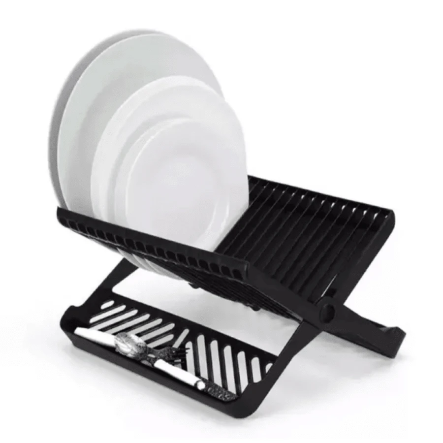 FOLDABLE PLASTIC DISH/CUTLERY DRAINER FOR 16 PLATES - Premium - Grey - View 1