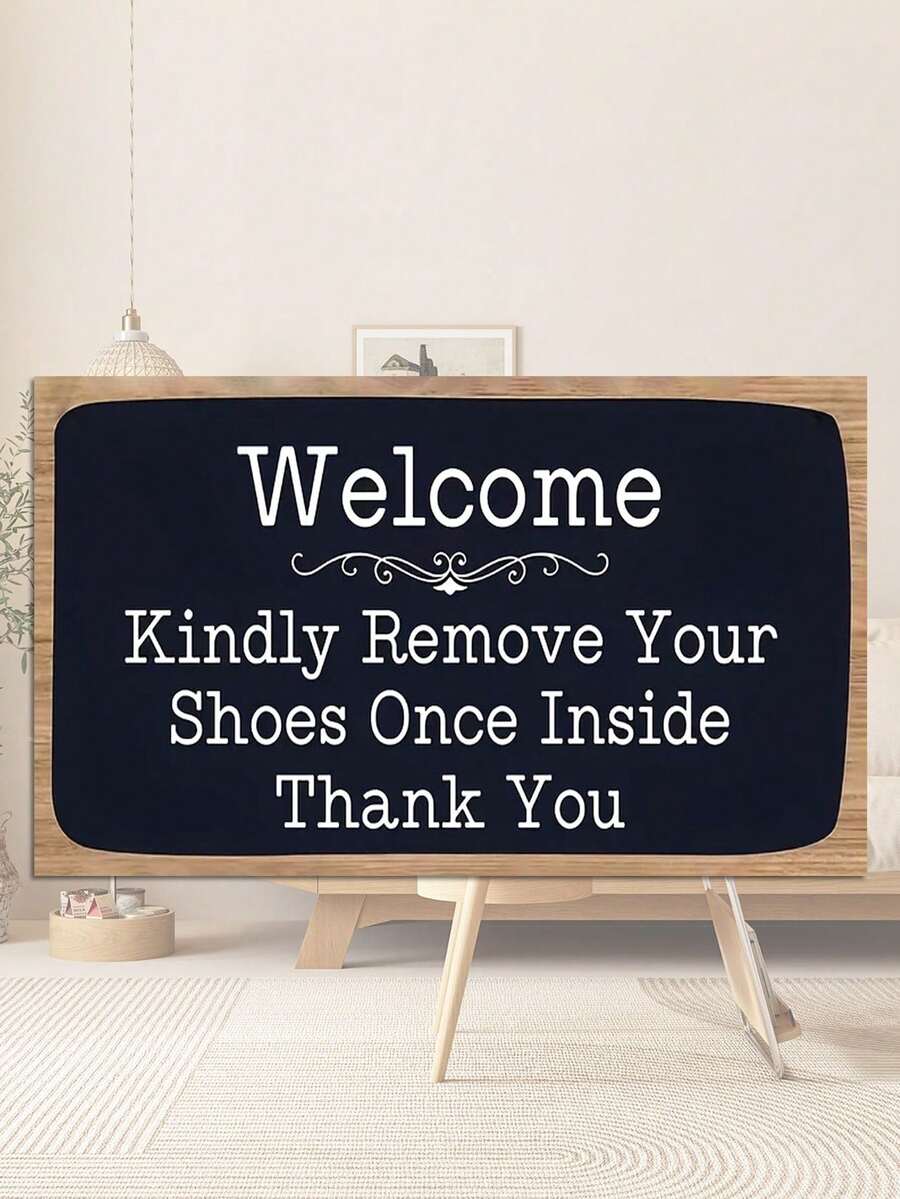 1 bucată panou de semne de bun venit din lemn, cu informații politicoase pentru îndepărtarea pantofilor pentru intrarea în casă, decor pentru agățat în interior, decor interior, decor de cameră, decor de perete