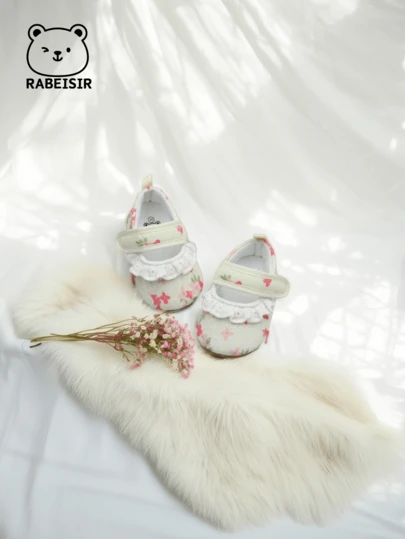 RABEISIR 婴幼儿花卉玛丽珍鞋，平底节日度假鞋，适合所有季节