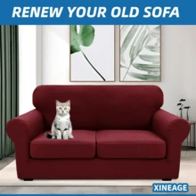 Local Delivery- 2025 New 2 Pieces Chair Covers With Arms Super Stretch Chair Slipcover For Living Room Pet Dog Universal Slip Cover Anti Slip Armchair Furniture Protector (Light Gray), 31"-46"(1 Cushion) - 銀灰 - 查看 3