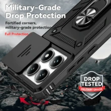 [Quantum Armor Pro] 军用级防摔保护壳适用于三星 S25 Ultra/S25+/S25/S24 Ultra/S24+/S24 FE/A56/A36/A55/A35 & 14T/14T Pro & Apple 17Pro Max/17Pro/17Air/17/16 Pro Max/16e/16Pro/16Plus - 滑动镜头保护盖 + 装甲技术保护