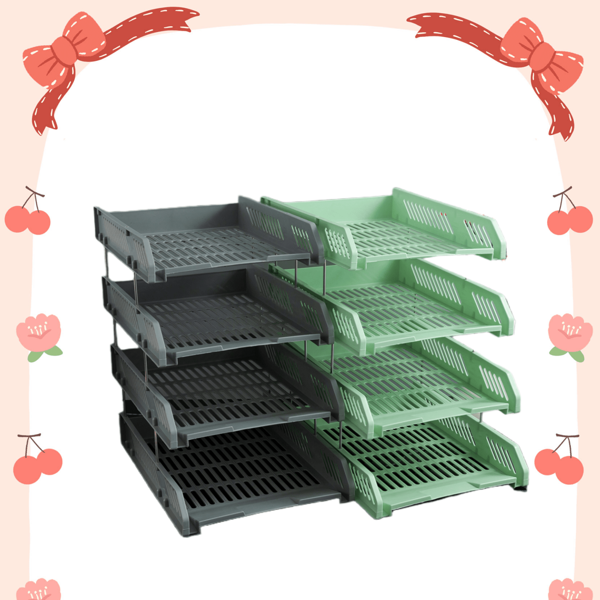 1 pièce Porte-documents horizontal en plastique à 4 niveaux, support de classement et de rangement, pour fournitures scolaires, rentrée des classes