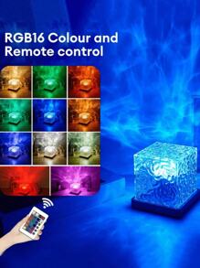 1 包 C 型圆形夜灯水晶台灯，带旋转水波纹效果的创意床头灯，带 16 种颜色和遥控功能的火焰氛围灯，卧室 RGB 遥控夜灯带旋转水纹设计，适用于儿童房、卧室、走廊，