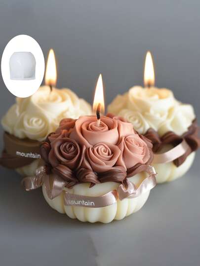 1pc 3D Rose Bouquet Scented Candle Silicone Mold - A Beautiful Bouquet Of Roses, Suitable For Making Scented Candles, DIY Handicraft Art Creation, Interior Decoration Making, Suitable For Handicraft Art Creation Enthusiasts. It Has Strong Heat Resistance And Reusability. After Being Made Into Finished Products, It Can Be Given As A Festival Gift.