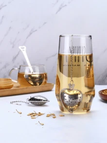 1/2/5/10pcs, 14cm*4cm, Stainless Steel Tea Infuser, Red Tea/Flower Tea Filter, Heart Shaped Handle Tea Leaves Strainer - Silver - View 3
