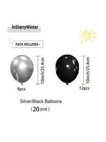 20 pezzi Kit arco di palloncini in metallo argento e nero - palloncini in lattice per feste, matrimoni, decorazioni per fidanzamenti