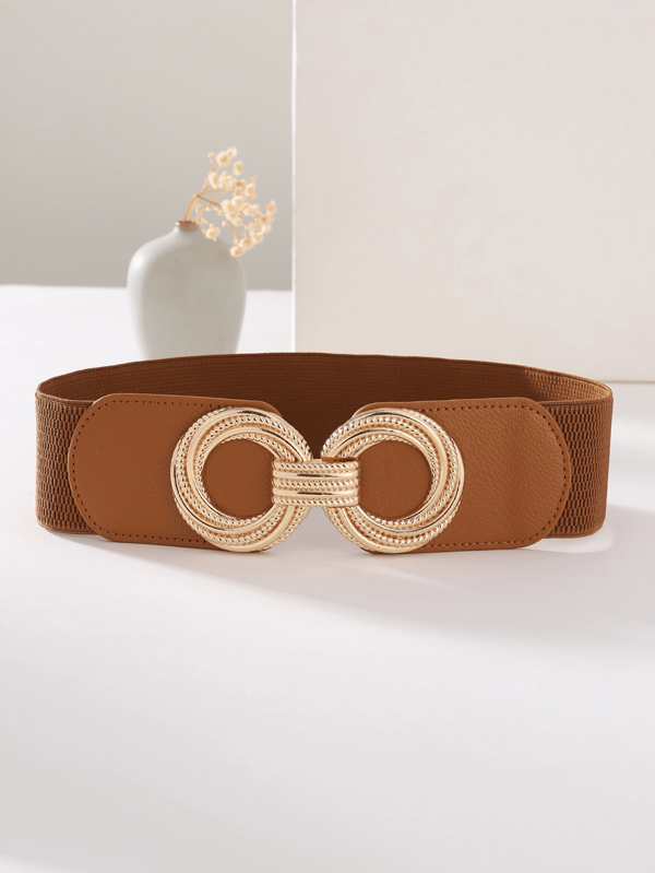 1pc Metal Buckle Elastic Waist Belt