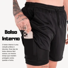 Men's 2 In 1 Thermal Gym Shorts With Summer Compression Regular Fit None - 黑色 - 查看 4