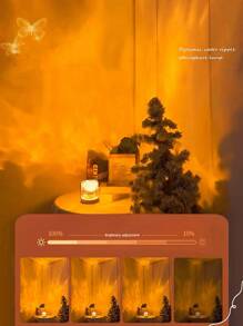 1 包 C 型圆形夜灯水晶台灯，带旋转水波纹效果的创意床头灯，带 16 种颜色和遥控功能的火焰氛围灯，卧室 RGB 遥控夜灯带旋转水纹设计，适用于儿童房、卧室、走廊，