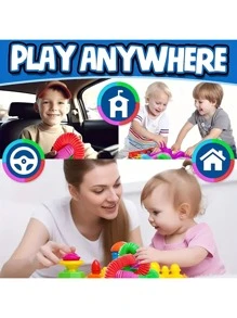 Christmas Decoration 8pcs, 16pcs, 24pcs Sensory & Colorful Interlocking Toys, Fidget Toys And Activities - Learning Tool To Stimulate Children's Fine Motor Skills, Includes Pop Tubes To Ease Stress And Anxiety, Educational Stress Relievers, Party/School Rewards, Classroom Activities, Back-To-School/Festival Gifts, Random Color.