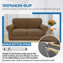 Local Delivery- 2025 New 2 Pieces Chair Covers With Arms Super Stretch Chair Slipcover For Living Room Pet Dog Universal Slip Cover Anti Slip Armchair Furniture Protector (Light Gray), 31"-46"(1 Cushion) - 卡其色 - 查看 4