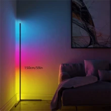 LED Corner Floor Lights -16Million DIY Color Changing, RGB Smart Modern Lights With Remote Control And APP Control, USB Power Supply, Four Modes With Music, Game Room, Living Room Office And Party Decor - Black - View 10