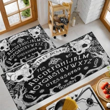 1 pieza Alfombra de entrada con estampado de calavera, alfombra de área artística negra para sala de estar, baño, cocina, entrada, balcón, decoración del hogar, absorbe la suciedad, cafetería, bar, vacaciones, fiesta, dormitorio, baño, decoración de cocina