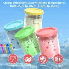 4 paquetes de contenedores de 24 onzas compatibles con las series NC299AMZ y NC300s de máquinas de helados Creami, tazas de repuesto extra para los recipientes Creamy, herméticos, antideslizantes y aptos para lavavajillas (tazas reutilizables para helados)