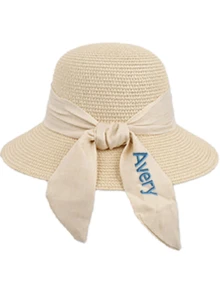 1pc Customizable Logo Summer Fashion Versatile Straw Hat, Outdoor Beach Sun Protection Hat, Countryside Style Sun-Shading Bucket Hat With Butterfly Ribbon, Sweet Lace Sun Hat For Beach Vacation - Multicolor - View 10
